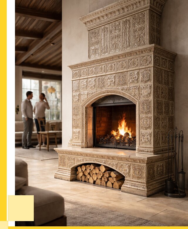 Купить изразцовый камин в Коломне от 253475 р. | ЭриданКлм