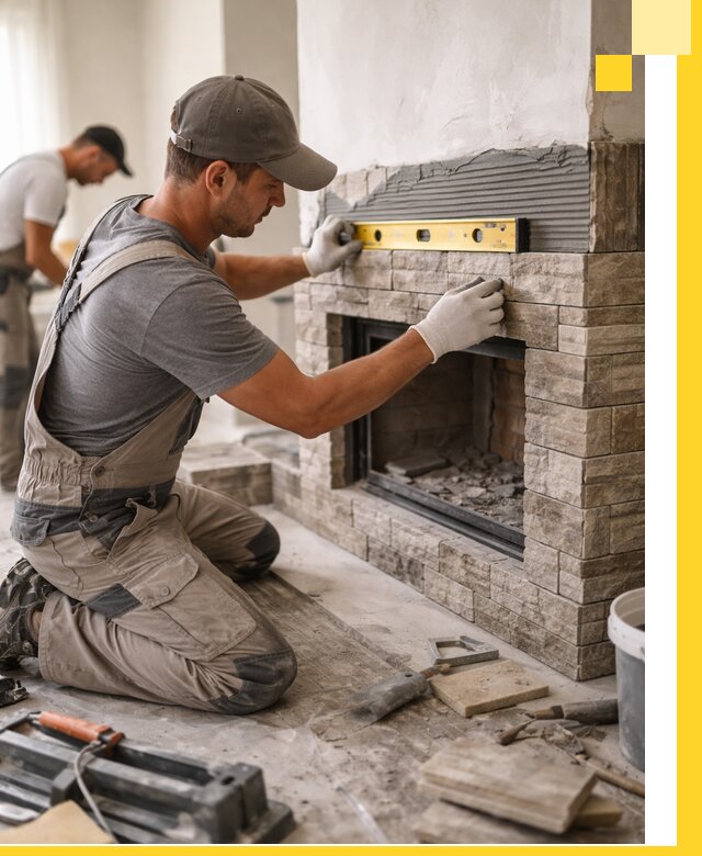 Облицовка каминов в Коломне, монтаж и отделка натуральным камнем