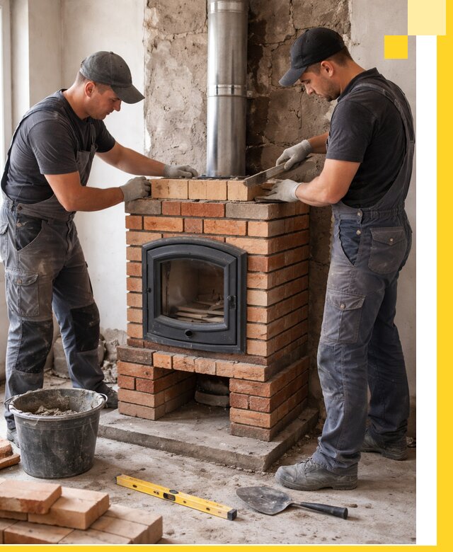 Монтаж печи камина под ключ в Коломне с гарантией и пусконаладкой