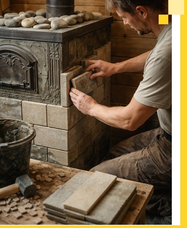 Облицовка банных печей в Коломне профессиональная отделка