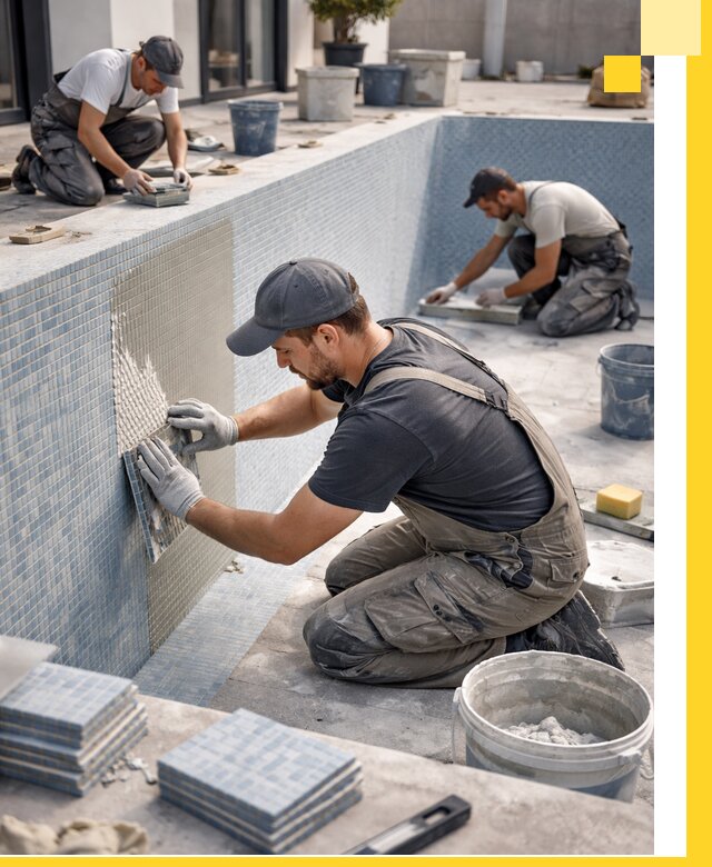 Облицовка бассейнов в Коломне плитка мозаика гидроизоляция