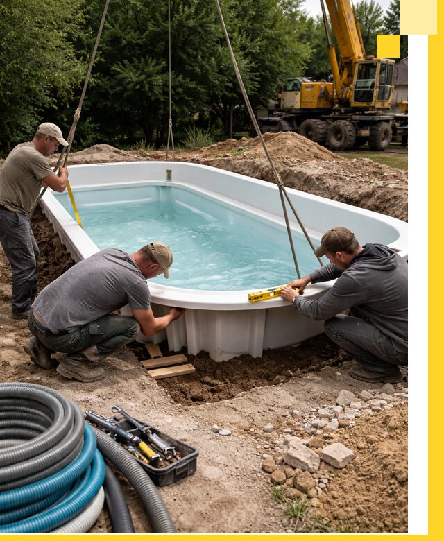 Установка и монтаж композитных бассейнов под ключ в Коломне