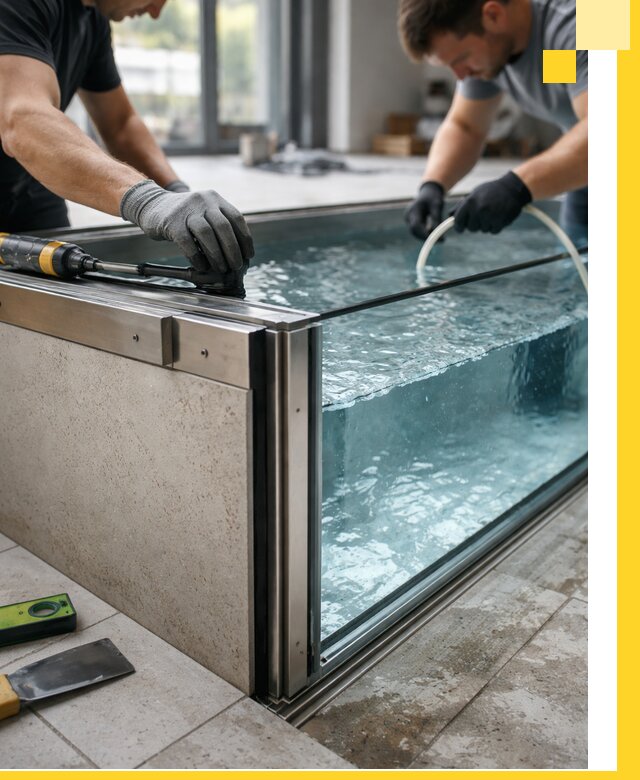 Проектирование и монтаж стеклянных бассейнов в Коломне