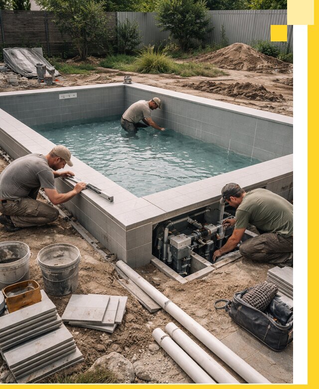 Строительство и монтаж бассейнов для дачи под ключ в Коломне