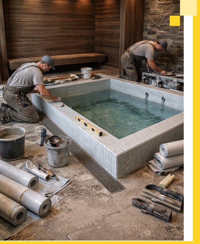 Установка и строительство бассейнов для сауны в Коломне