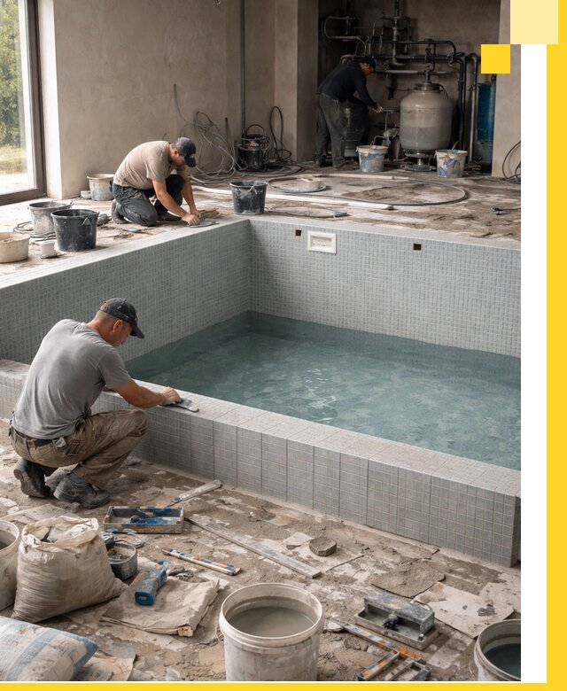 Строительство и монтаж бассейнов в помещении в Коломне