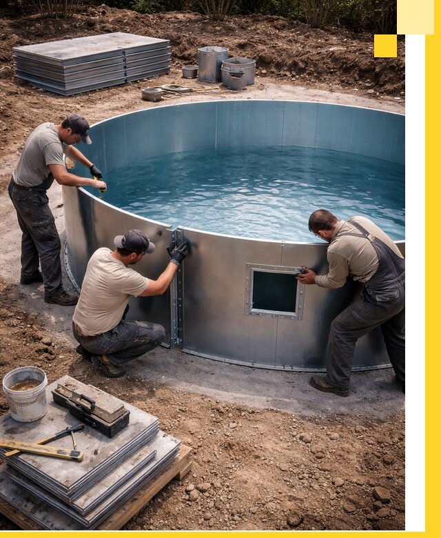 Круглые бассейны под ключ в Коломне проектирование и монтаж