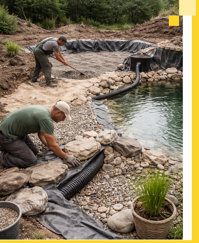 Строительство природных бассейнов и озер в Коломне под ключ