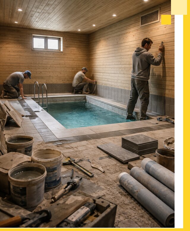 Строительство бани с бассейном и сауной под ключ в Коломне