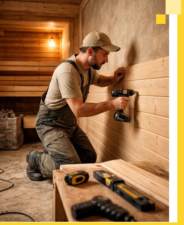 Профессиональная внутренняя отделка бани в Коломне под ключ