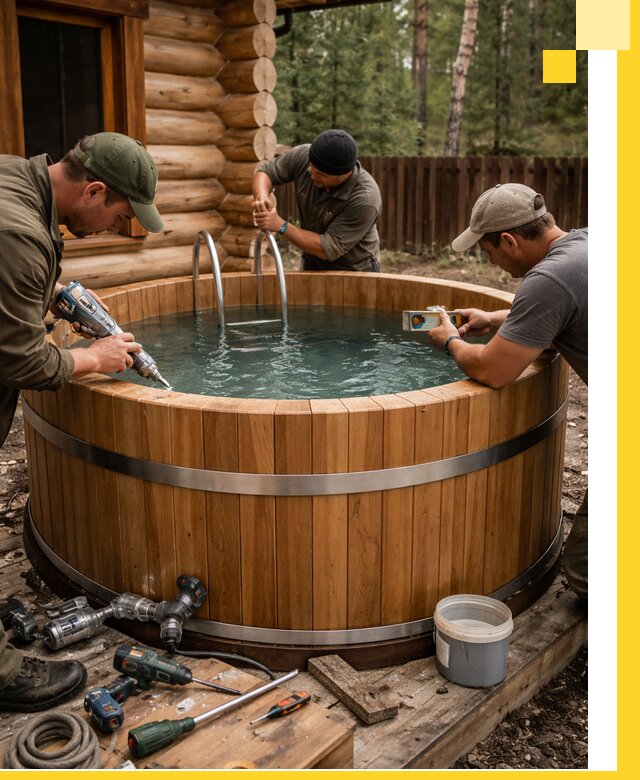 Строительство бань с купелью под ключ и отделкой в Коломне