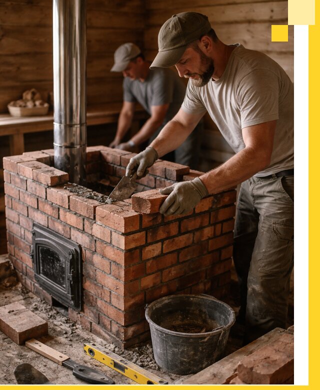 Кирпичные печи для бани под ключ в Коломне, проект и монтаж