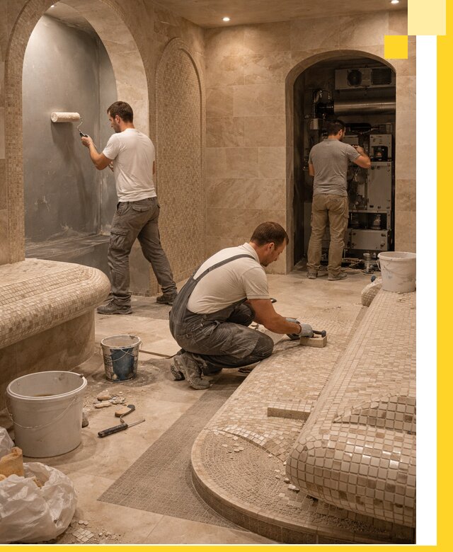 Строительство бани с хамамом и бассейном под ключ в Коломне