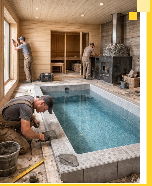 Проект бани с бассейном и сауной в Коломне под ключ