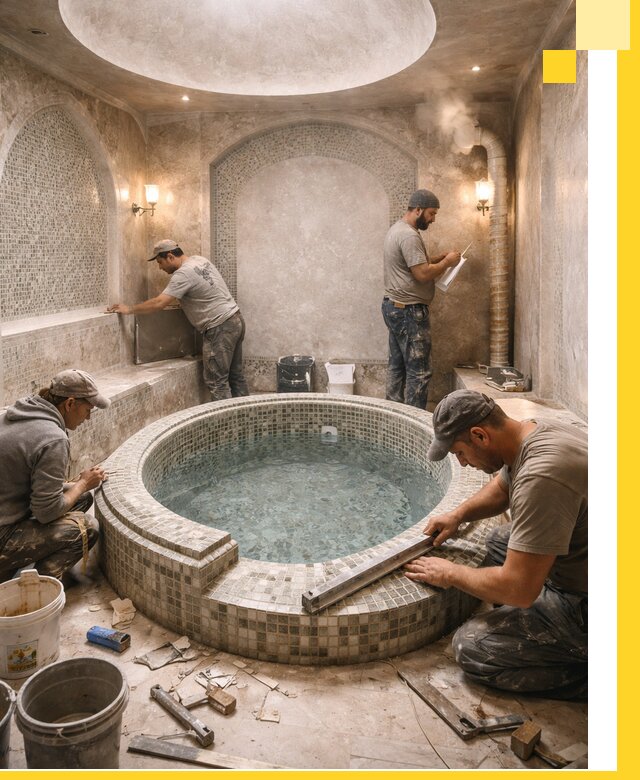 Профессиональное строительство хамама с бассейном в Коломне под ключ