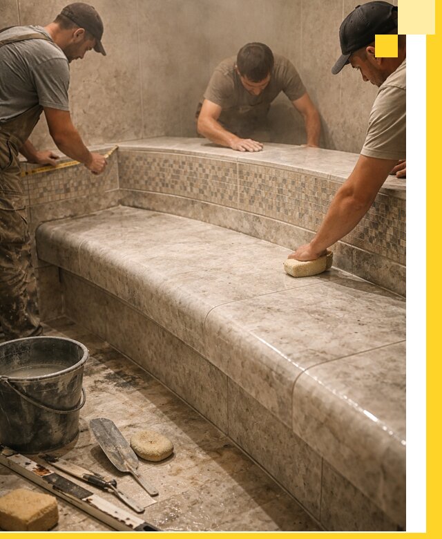 Изготовление и установка сидений для хамама в Коломне