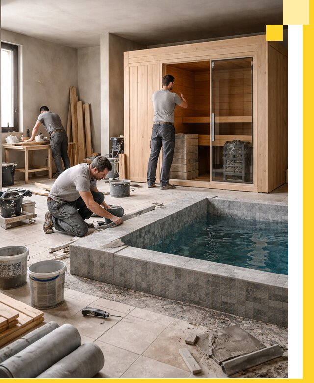 SPA зоны под ключ с бассейном сауной и печью в Коломне